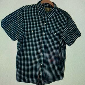 Arizona Jeans Company Junior XL Pearl Snap Plaid Short Sleeve Shirt